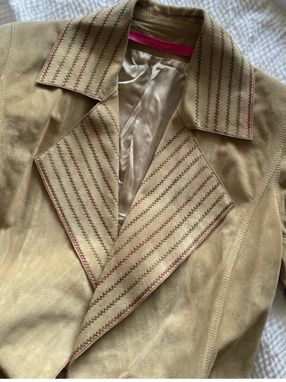 Vintage Emanuel Ungaro Suede Leather Boho Style Long Trench Coat - Picture 6 of 15